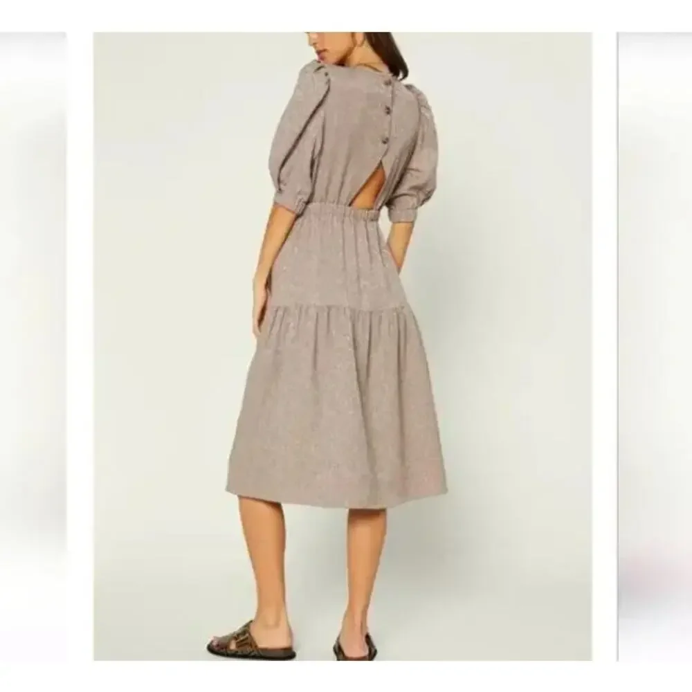 Anthropologie Gray/ Tan Midi Dress - Picture 2 of 7